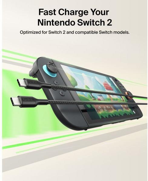 Belkin USB-C/USB-C Gaming Kabel 2m gefl. Switch 2 ENA008hq2MBK (Switch)