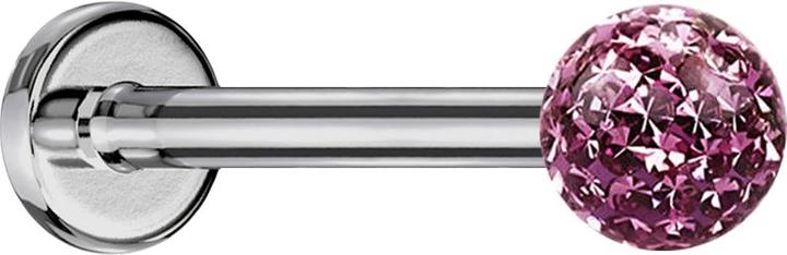 Produktbild Star Piercing Micro Labret silber mit Kristallkugel hellviolett und Epoxy Schutzschicht (ohne Messing, Titan G23)