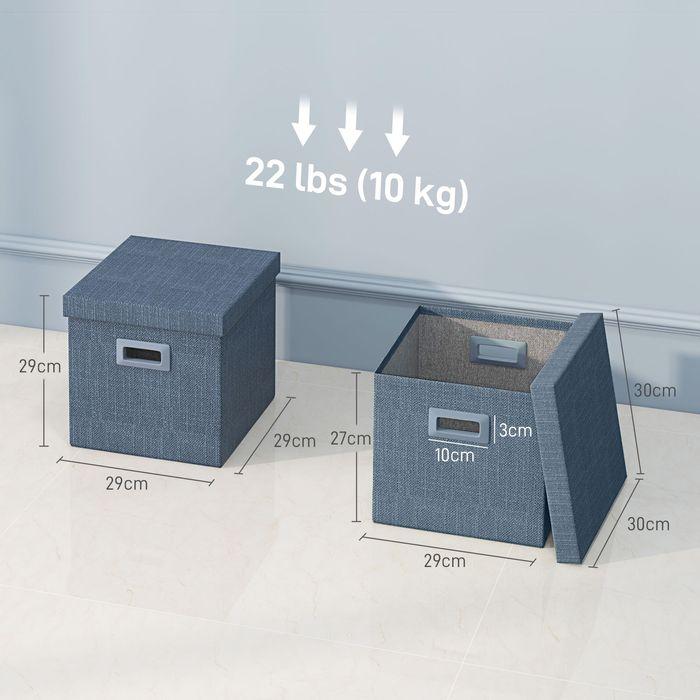 Image du produit Swisshandel24 Aufbewahrungsbox 2er-Set Stapelbare Aufbewahrungswürfel für Wohnzimmer, Blau (30 x 30 x 29 cm, 26 l)