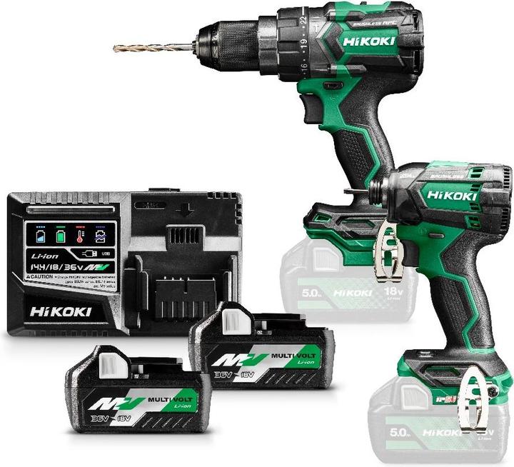 Produktbild Hikoki KC18DCWBZ Combokit DV18DC Akku-Schlagbohrmaschine (Akkubetrieb)