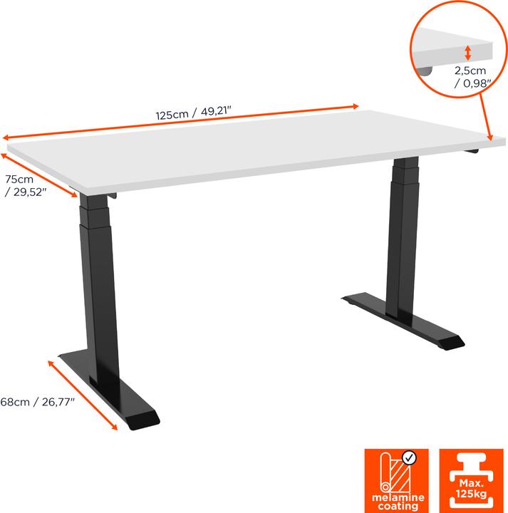 Produktbild Celexon elektrisch höhenverstellbarer Schreibtisch Professional eAdjust-58123 - schwarz, inkl. Tisch