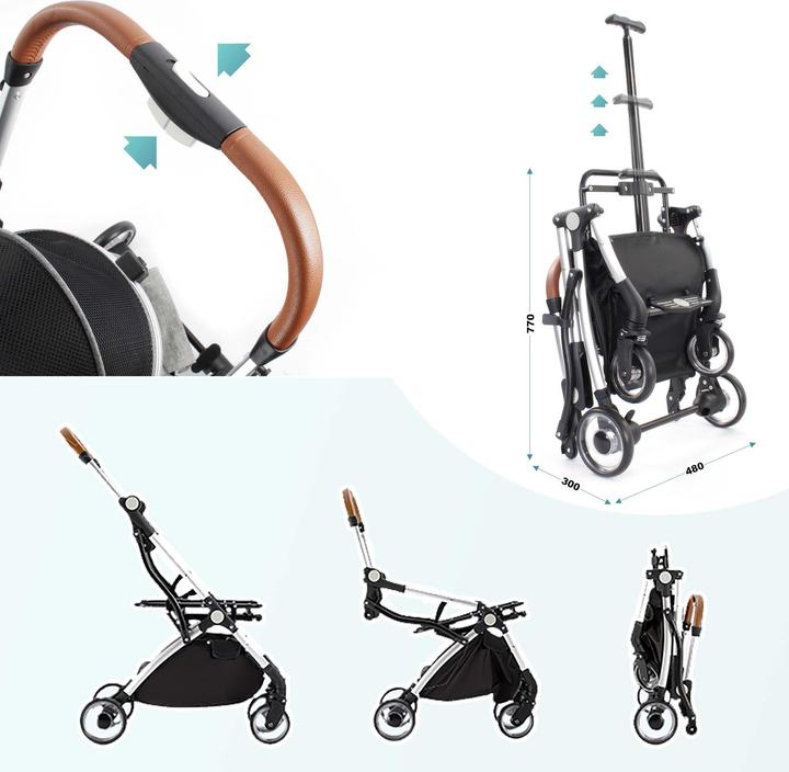 Produktbild Fudajo 2in1 Hundewagen faltbar Hundebuggy Ablage Grau Haustierwagen Katze (Katze, Hund, Atmungsaktiv, Faltbar)