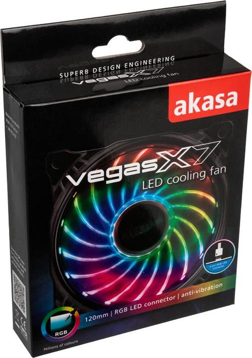 Actual product image Akasa Vegas X7 LED fan, RGB (120 mm, 1 x)