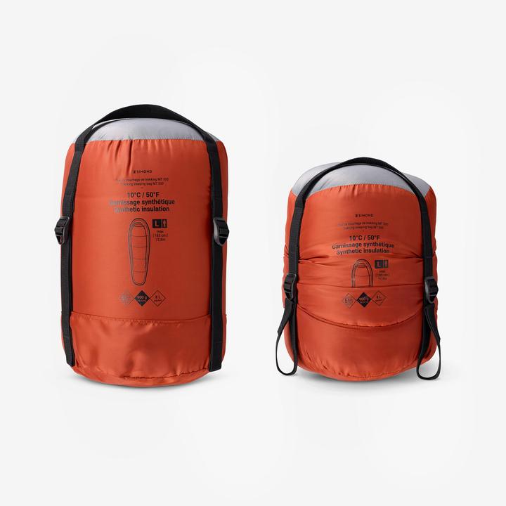 Simond Mumienschlafsack koppelbar kompakt Trekking - MT500 10 °C Kunstfaser