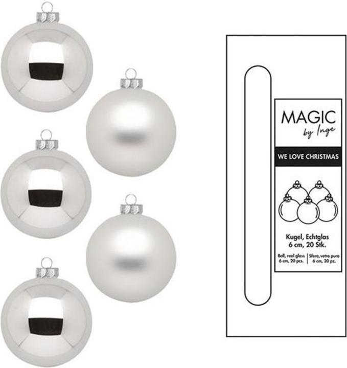 Inge’s Glas Christmas Decor Weihnachtskugel Frosty Silver Ø 6 cm 20 Stück (20 -teilig)