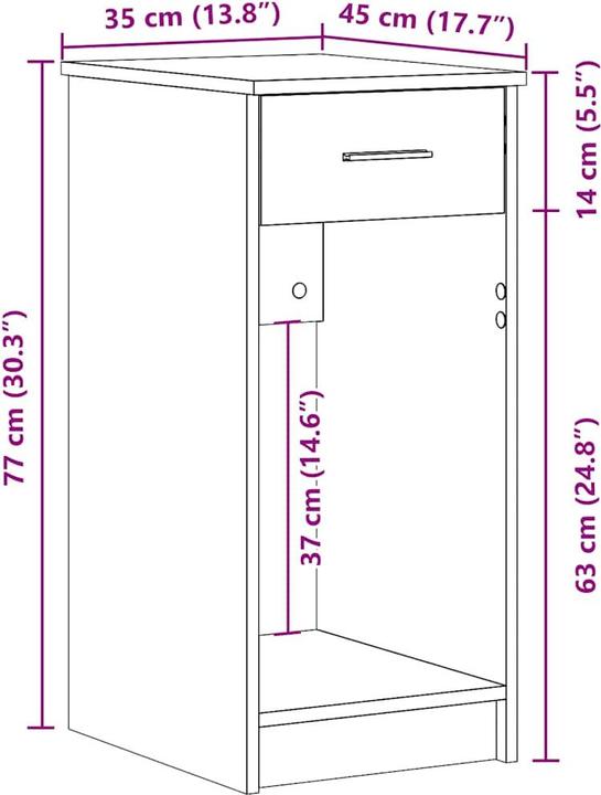 Produktbild VidaXL Computerschrank mit Schublade Altholz-Optik 35x45x77 cm PC-Schrank (35 x 45 x 77 cm)