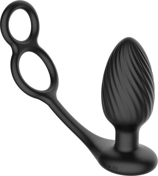 Actual product image Nexus - TORNADO Rotating Plug with Cock & Ball Rings - Black