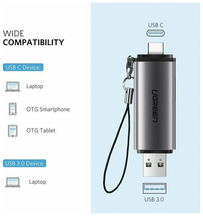 Image du produit Ugreen USB-C et USB-A - TF SD 3.0 (USB, USB-C)