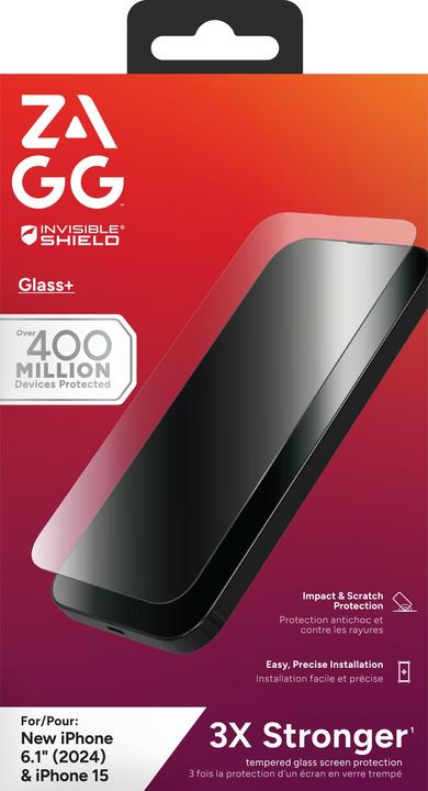 Produktbild Zagg Glass+ (1 Stück, Apple iPhone 16, Apple iPhone 15)