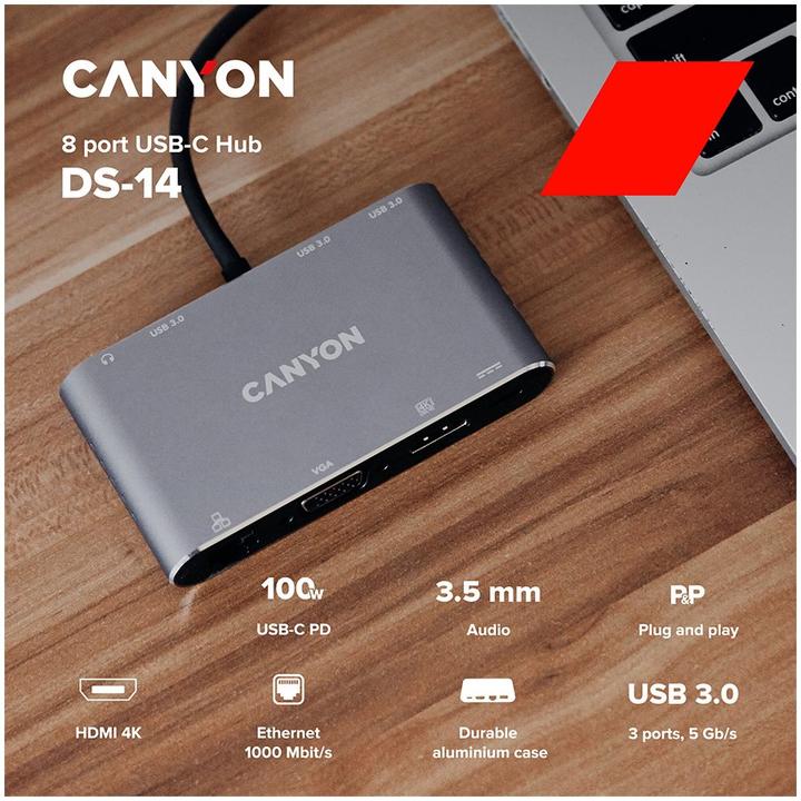 Produktbild Canyon Hub DS-14 8in1 (USB-C, 8 Ports)