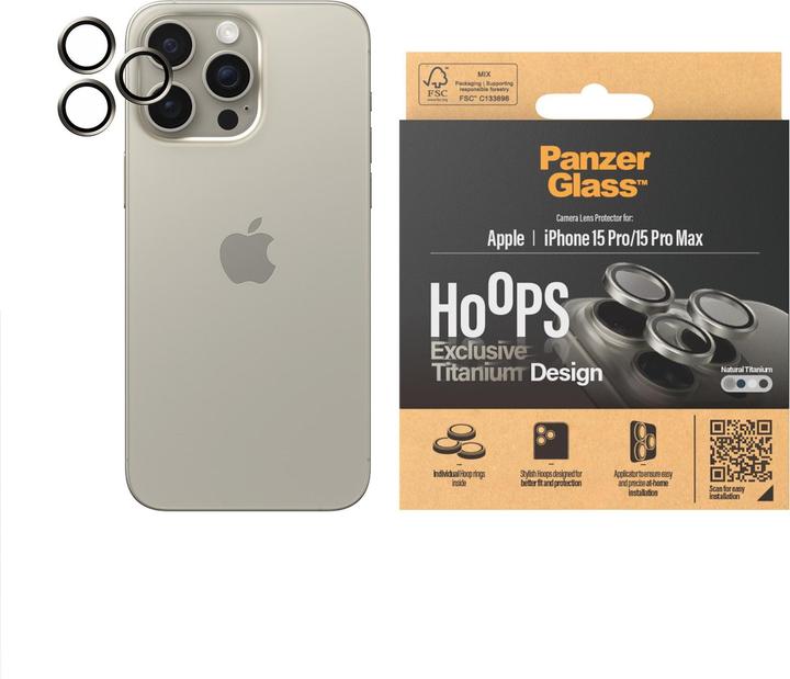 Actual product image PanzerGlass Hoops Camera Lens Protector (1 Piece, Apple iPhone 15 Pro, Apple iPhone 15 Pro Max)