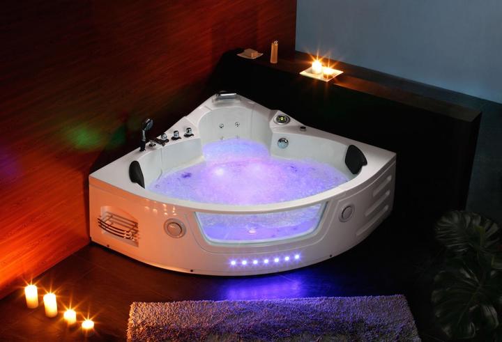 Produktbild PureHaven Whirlpool 140x140 cm Wasserfall Heizung Lichttherapie Soundsystem Reinigungsprogramm Bluet