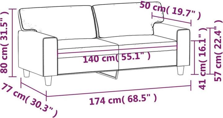 Produktbild VidaXL 2-Sitzer-Sofa 140 cm Kunstleder (2-Sitzer)