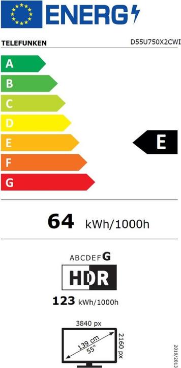 Energy Label Telefunken D55U750X2CWI (55", LED, 4K, 2024)