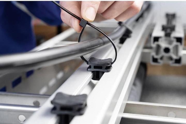 Produktbild HellermannTyton Kabelbindersockel Befestigungselement für Aluminium Konstruktionsprofile (Befestigungsschlaufen, 19.30 mm, 500 Stk.)