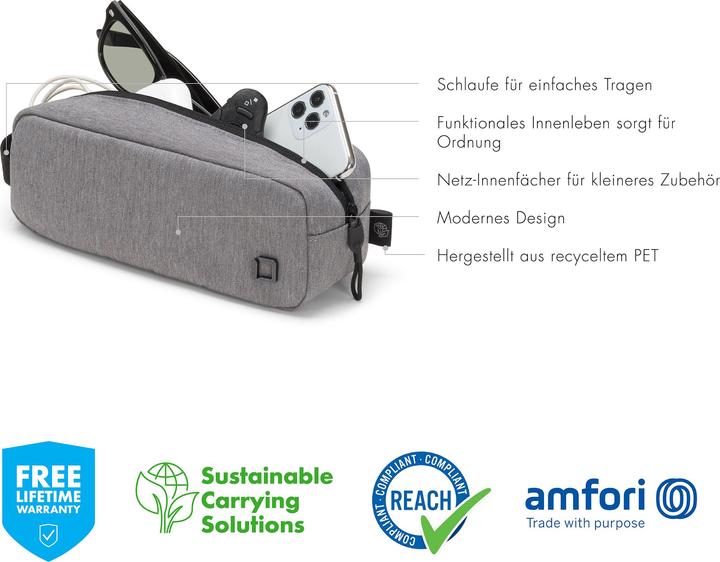 Immagine prodotto Dicota Borsa da viaggio Eco Accessori Pouch MOTION Grigio chiaro