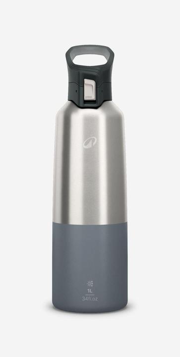 Immagine prodotto Quechua 1 L insulated stainless steel flask 900 with quick-release cap for hiking - Grey (1 l)
