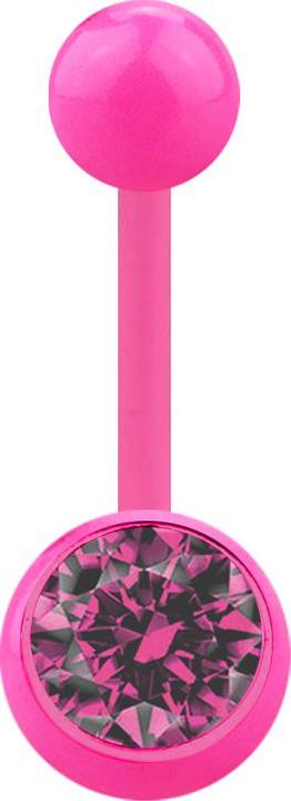 Image du produit Star Piercing Banane rose avec boule et boule de cristal rose (Acrylique, sans laiton)