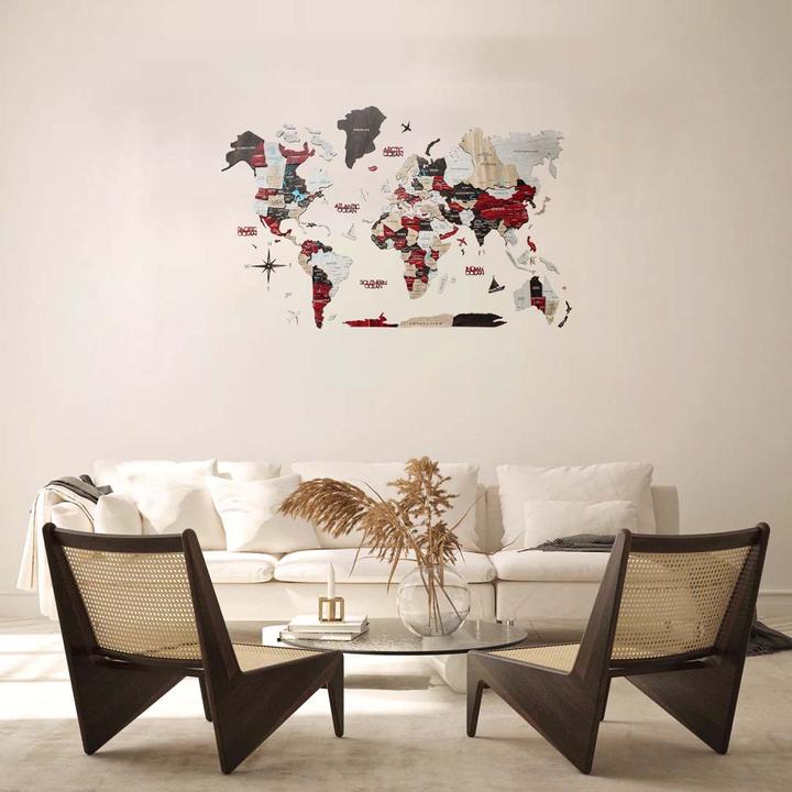 Image du produit Enjoy The Wood Carte du monde lumineuse en 3D en bois - Décoration murale (90 x 120 cm)
