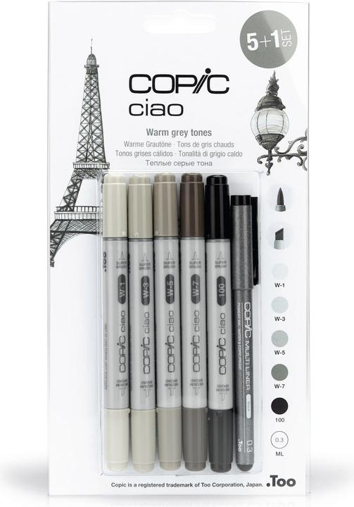 Copic Warme Grautöne (Grau, 3 mm, 5 x)