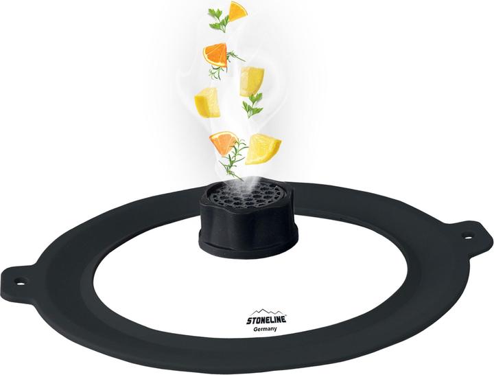 Actual product image Stoneline 3-piece pan set 24/28 | with lid - Black (28 cm, Pan set + pot set, Cast iron)