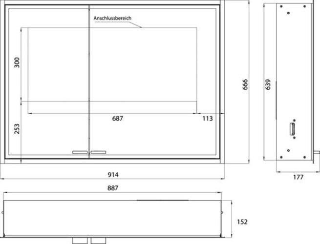 Produktbild Emco asis prestige 2 Lichtspiegelschrank, Unterputzmodell, 915mm, breite Tür rechts