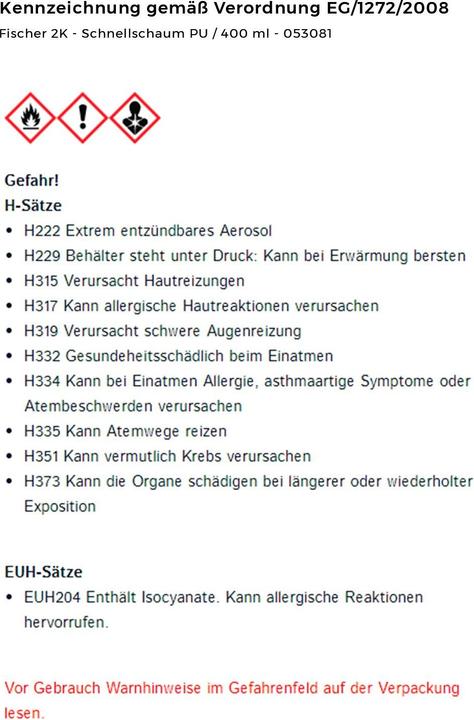 Produktbild Fischer 2K-Schnellmontageschaum PU 400 Premium (400 ml)