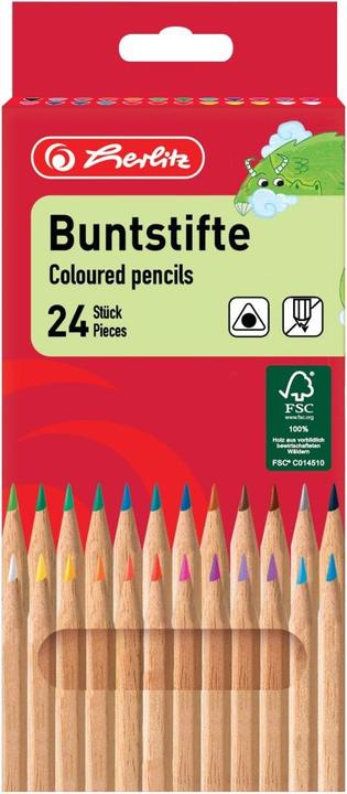 Produktbild Herlitz Buntstifte natur FSC Holz 24er Hängeschachtel (Farbig sortiert, 24 x)
