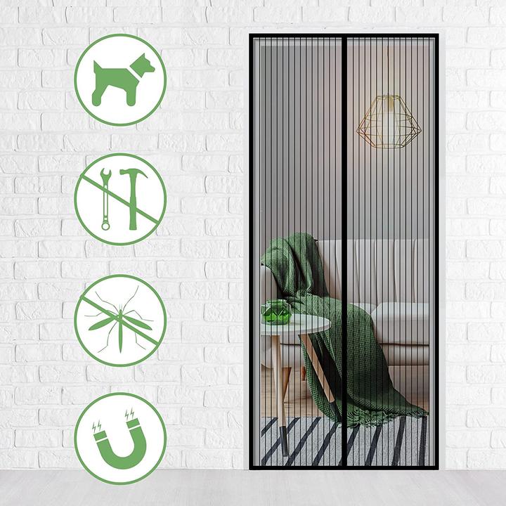 Produktbild Werkstein Magnetischer Tür Insektenschutz Fliegenvorhang Moskitonetz (90 x 210 cm)