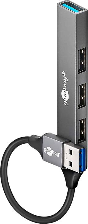 Goobay Slim 4-Port USB-Hub, USB-A auf USB-A, USB 3.2 (USB-A, 4 Ports)