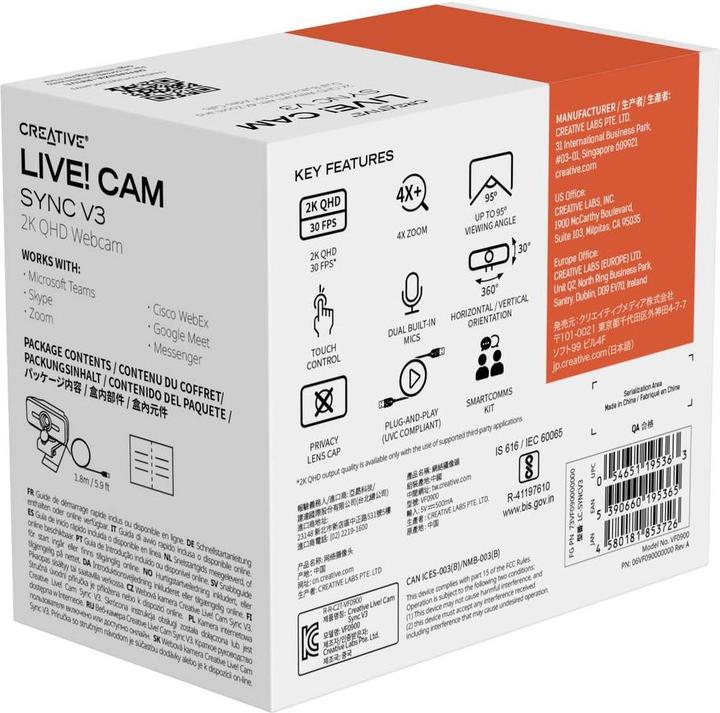 Produktbild Creative LiveCam Sync 2K V3, QHD-Webcam (3.60 Mpx)