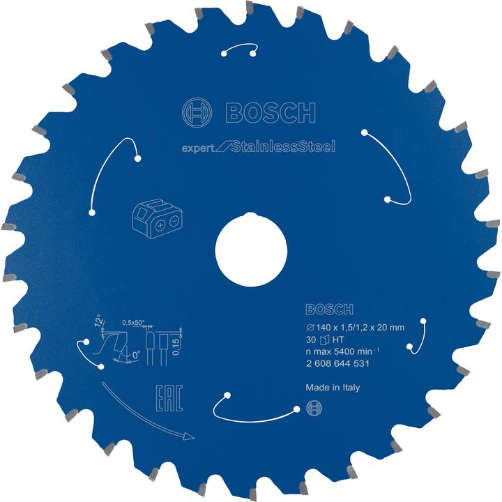 Bosch Professional Zubehör Akku-Kreissägeblatt Expert for Stainless Steel, 140 x 1,5/1,2 x 20, 30 Zähne
