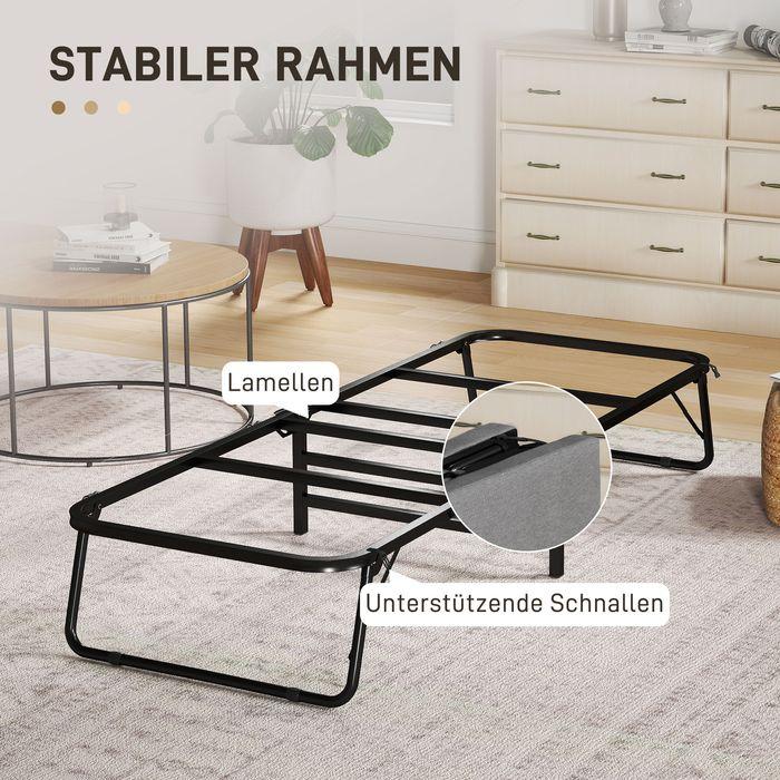 Immagine prodotto Swisshandel24 Klappbett 70 x 190 cm Gästebett klappbar mit 7cm Schaumstoff Matratze Dunkelgrau (190 x 70 cm)