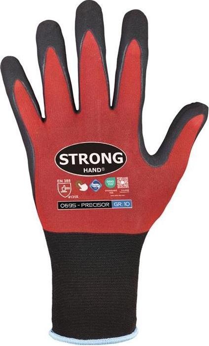Actual product image Stronghand PRECISOR gloves size 8 red/black EN 420, EN 388 PPE category II (8)