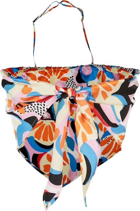 Actual product image Urban Classics Ladies Cropped AOP Satin Triangle Top - 17922 (M)