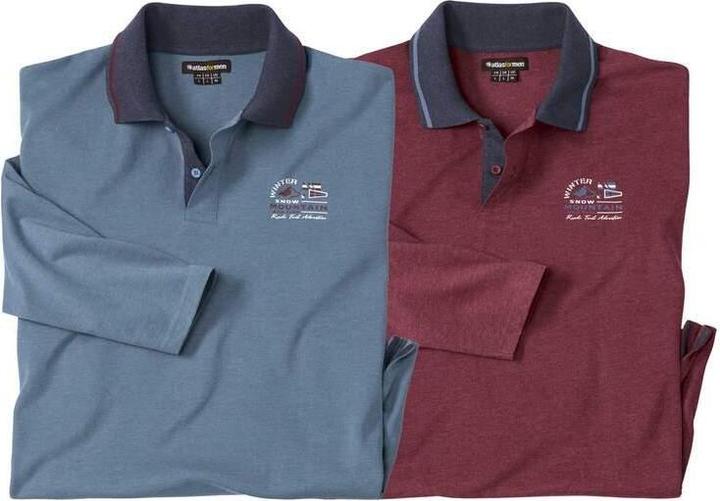 Atlas For Men Snow Mountain Poloshirt (2erPack) Langärmlig (M)