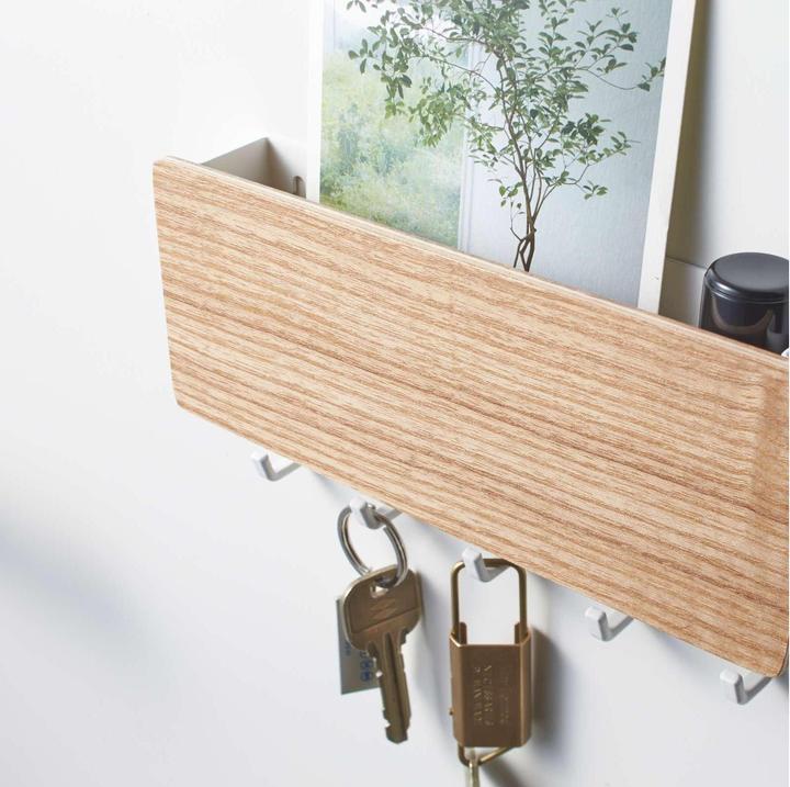 Actual product image Yamazaki Magnetic key rack with shelf RIN (18 x 3 x 9.5 cm)