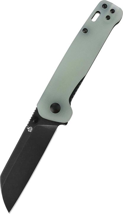Actual product image QSP Knives Penguin D2 Black-SW G10 Jade (7.80 cm)