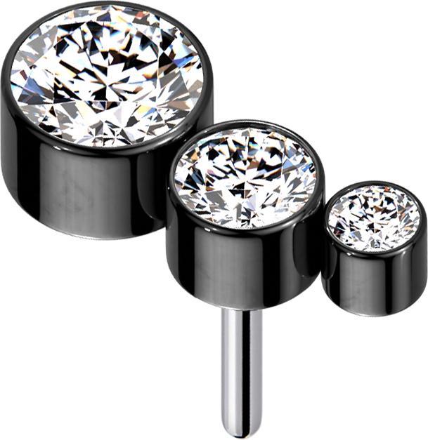 Immagine prodotto Star Piercing Threadless nero discendente tre cristalli argento (Titanio G23, senza ottone)