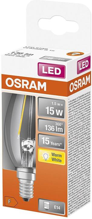 Produktbild Osram Led Retrofit Classic B (E14, 15 W, 136 lm, 1 x, F)