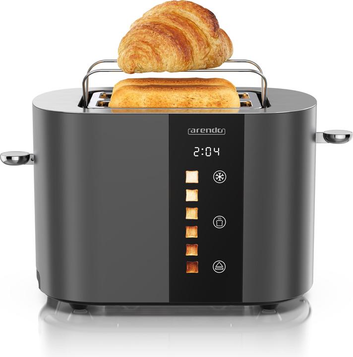 Produktbild Arendo Toaster Edelstahl 2 Scheiben Kurzschlitz, Restzeit & Bräunungsgradanzeige, Touch Display, 800 W (EU-Stecker)