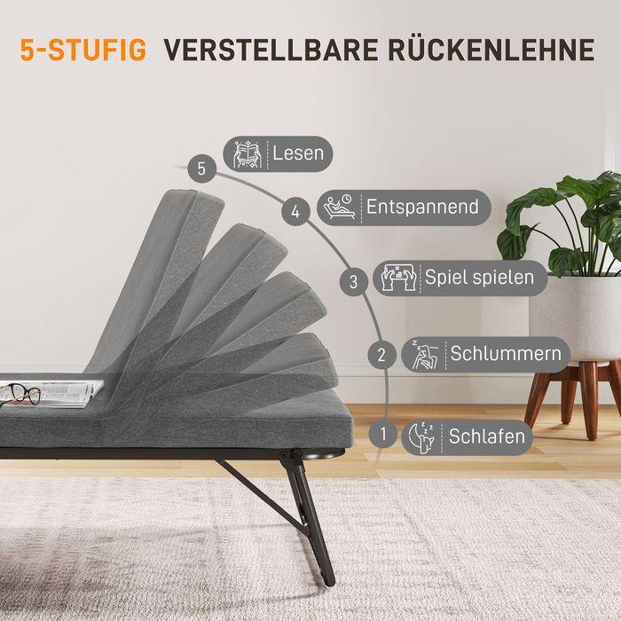 Immagine prodotto Swisshandel24 Klappbett 70 x 190 cm Gästebett klappbar mit 7cm Schaumstoff Matratze Dunkelgrau (190 x 70 cm)