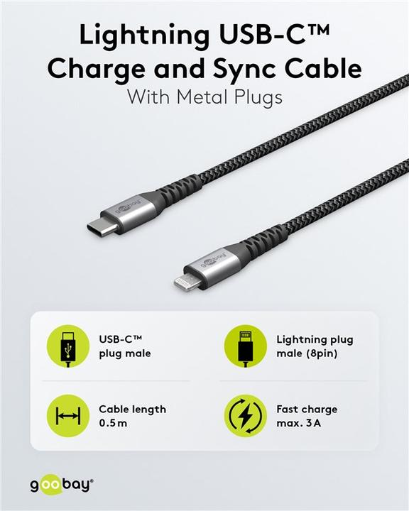 Actual product image Goobay USB type C - Lightning (1 m, USB 3.2 Gen 1)