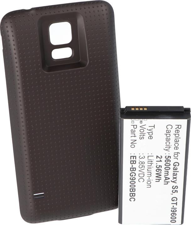Actual product image AccuCell Battery for Samsung Galaxy S5 with additional cover black