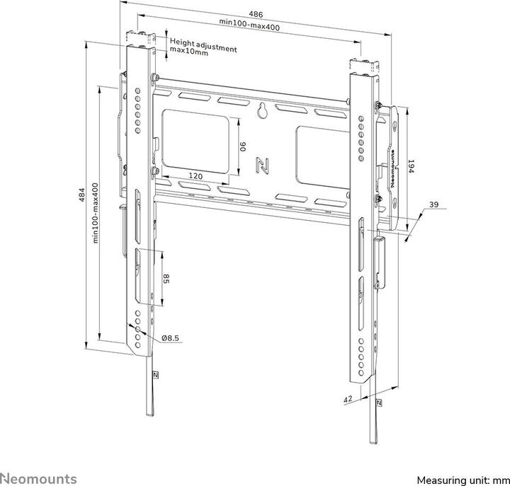 Nutritional values and ingredients Neomounts Wall bracket 400x400mm 100kg/32-75"/fix/black/heavy load (Wall, 75", 100 kg)