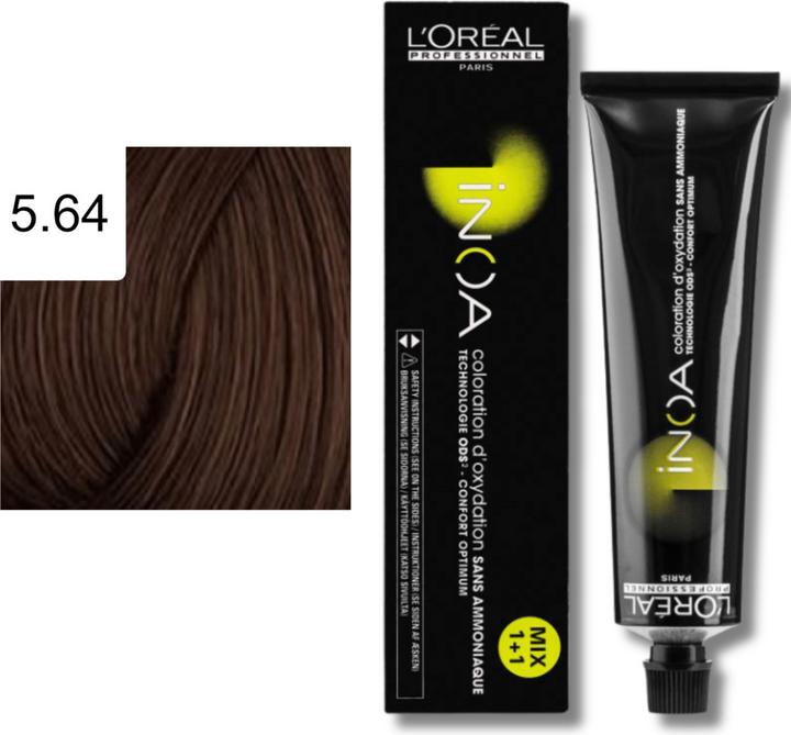 Productafbeelding L'Oréal Professionnel Loreal Inoa 5.64 lichtbruin rood koper (Bruin, Koper, Rood)
