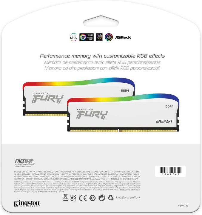 Image du produit Kingston FURY Beast RGB SE (1 x 8GB, 3600 MHz, RAM DDR4, DIMM)