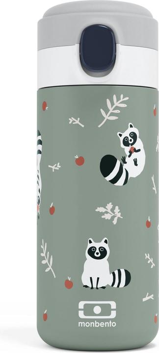 Actual product image Monbento Kids Insulated Bottle MB Pop Raccoon - 12 Oz - Leakproof - Hot/Cold Up to 12 Hours - Smal (0.50 l)