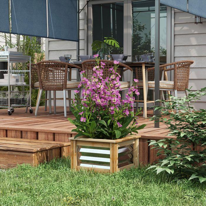 Produktbild Swisshandel24 Hochbeet aus Metall, Blumenkasten Pflanzkasten mit Holzrahmen, Gemüsebeet, Kräuterbeet für Garten, B