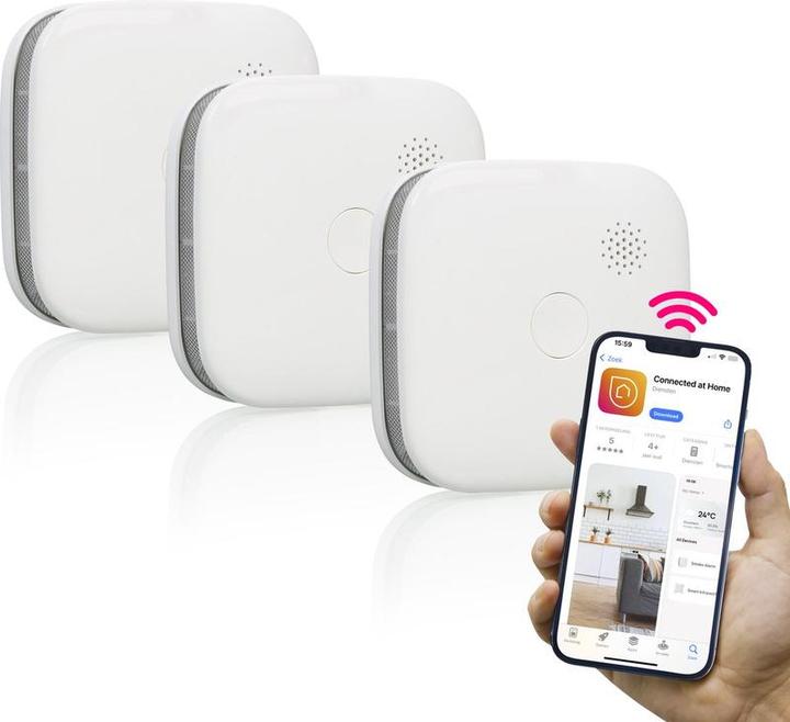 Actual product image Smartwares smoke detector FSM -12603 - 3 -pack - Smart fire detector - with app - Smart (FSM -12603)